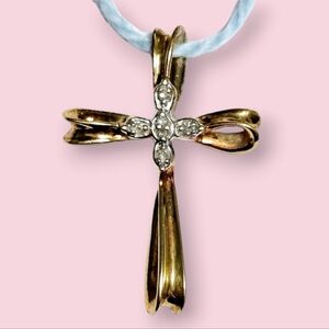 10K Diamond Yellow Gold Cross size 1.0"